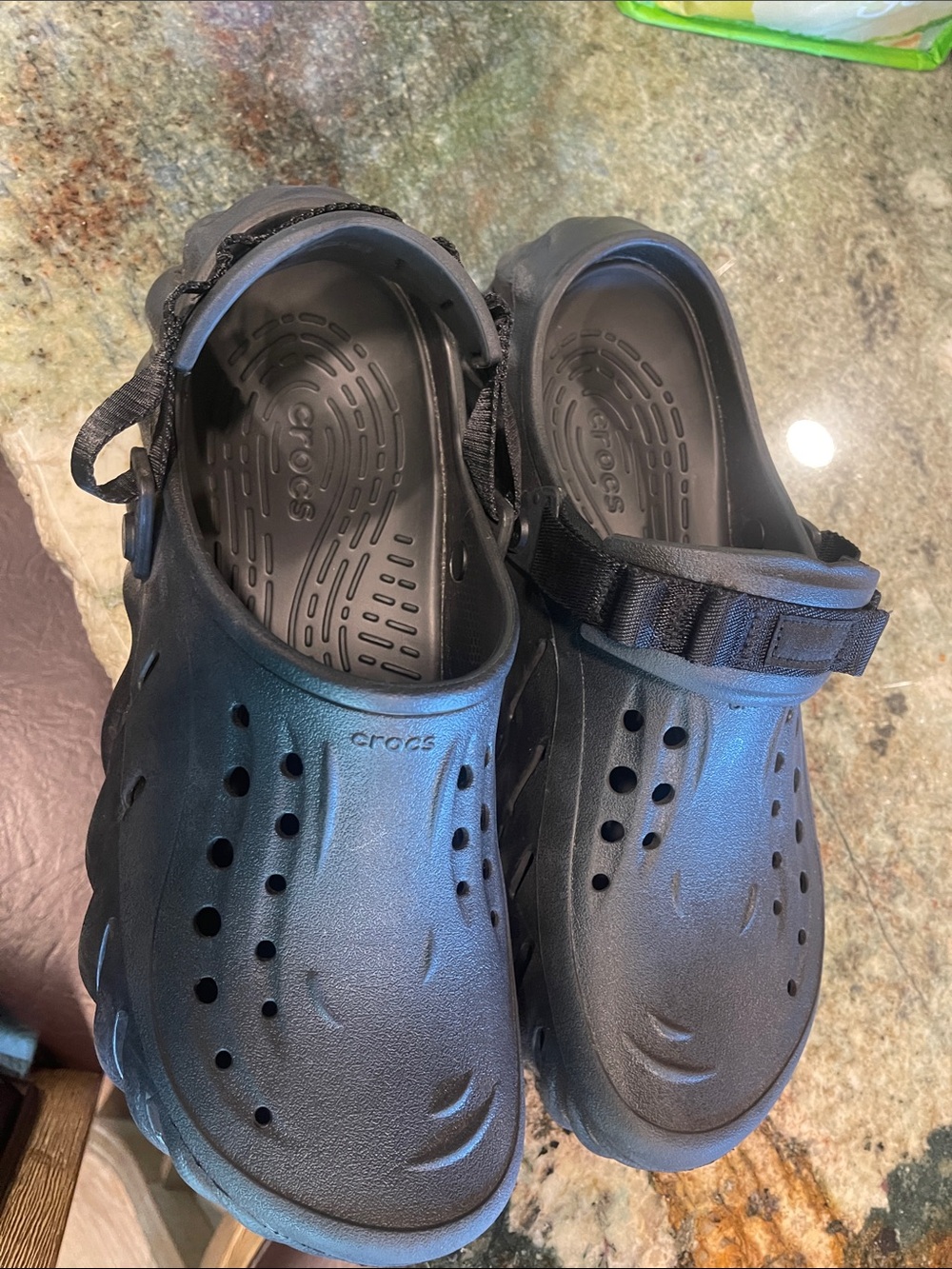 CROCS Black Croslite Vented Sandals with Adjustable Strap